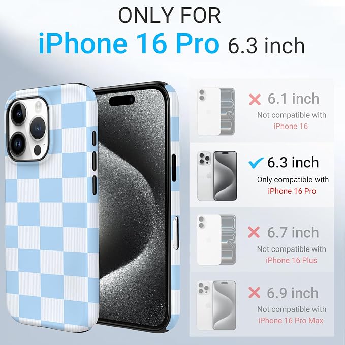 TPU Phone Case for iPhone 16 Pro, MagSafe Wireless Charging Compatible, Shockproof Slim Fit Protective Cover with Anti-Yellowing & Raised Camera Protection (Plaid 3, iPhone 16 Pro) - Image 2
