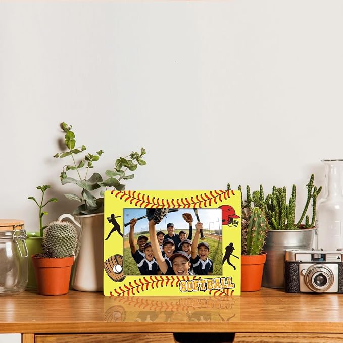 Softball Picture Frame, Sports Themed Photo Frame for 4x6 Inches Photos, Tabletop Display Frames for Team Players and Coaches, Gift to Softball Lover, Home Office Decor - Image 5