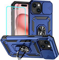 HNHYGETE for iPhone 15 Case with HD Screen Protector: [Military Grade 20ft. Drop Tested] Ring Shockproof Protective Phone Case for - iPhone 15 Blue by HNHYGETE