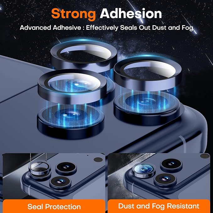 Camera Lens Protector for iPhone 17 Pro Max/17 Pro- Deep Blue | 9H Tempered Glass, Metal Individual Camera Cover, Accessories, Anti-drop, Case Friendly, HD Clear, Anti-Scratch - Image 2