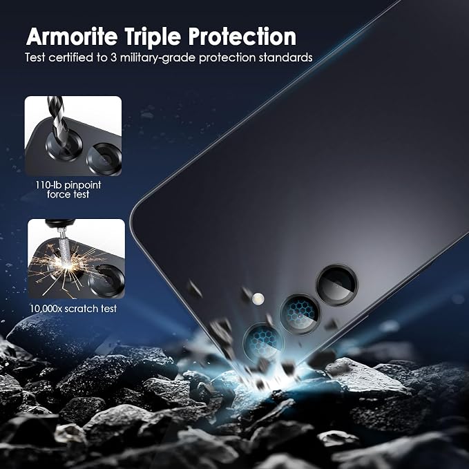 Camera Lens Protector for Samsung Galaxy A16, Black | AR+AF, 9H Tempered Glass, Individual Metal Ring, Anti Glare, Fall Protection, Camera Screen Cover - Image 3