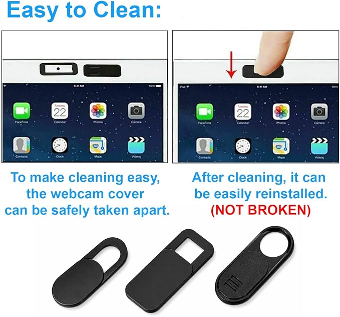 JOS California 9 Pack(3 Large + 3 Medium + 3 Small) 0.03 inch Ultra Thin Webcam Cover Slide Camera Blocker Protect Your Privacy Security for MacBook Air, Laptop, iPad, iMac, PC, iPhone - Image 4