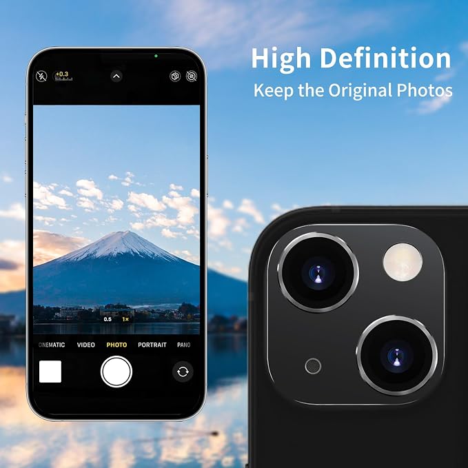 Compatible with iPhone 15 and 15 Plus Camera Lens Protector, Anti-Scratch Tempered Glass Len Screen Protector Shockproof Full Protective Camera Cover Case Friendly Lens Cover-Black - Image 3