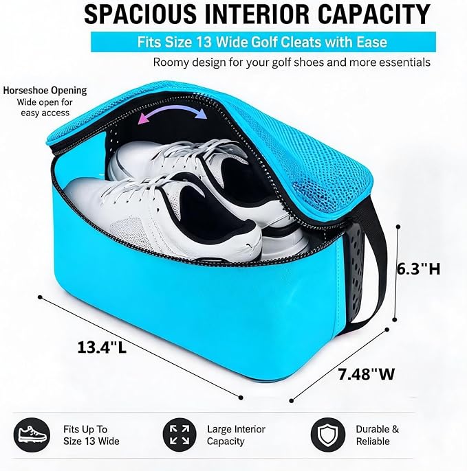 Golf Shoe Bag for Travel, Ventilated Sports Shoes Carrier, Portable Football Boot Organizer for Gym Men Women (1 Pcs-Sky Blue) - Image 3