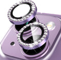 Suoman for iPhone 14 6.1 inch / 14 Plus 6.7 inch Camera Lens Protector, 9H Tempered Glass Film, [Does not Affect Night Shots] Metal Frosted Diamonds Independent Protective Cover- Diamond Purple by Suoman