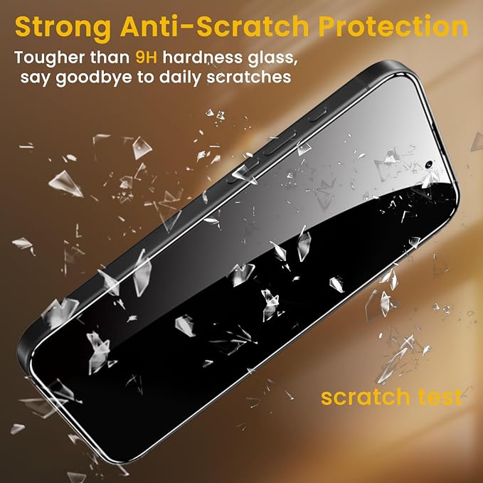 Romkasi 3 Pack Privacy Screen Protector for iPhone 17 Pro 6.3 Inch with 3 Pack Camera Lens Protector, Anti Spy Tempered Glass Film, Anti-Scratch, Touch Sensitive, Case Friendly - Image 4