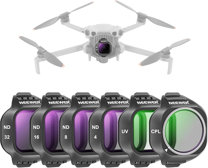 NEEWER CPL ND Filter Set Compatible with DJI Mini 5 Pro Drone Camera (UV/CPL/ND4/ND8/ND16/ND32), Snap On Circular Polarizing Polarizer Neutral Density Lens Filter Accessories, 6 Pack by Neewer