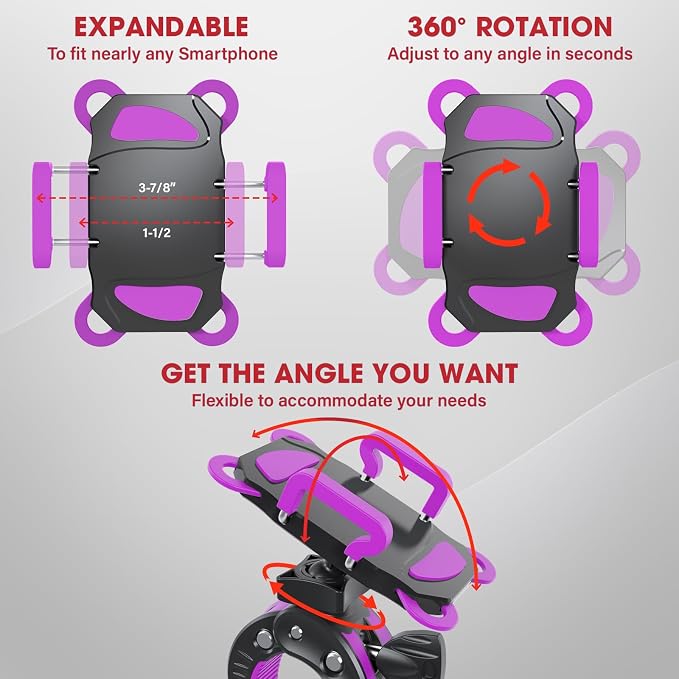 Crescendo CR-30 SlimClip Mic Stand Phone Holder, iPhone Clamp Mount, Pole Phone Mount, Microphone, Music or Drum Stand, Mic/Phone Clip - for iPhone, Samsung Galaxy, Pixel, Any Smartphone (Purple) - Image 6