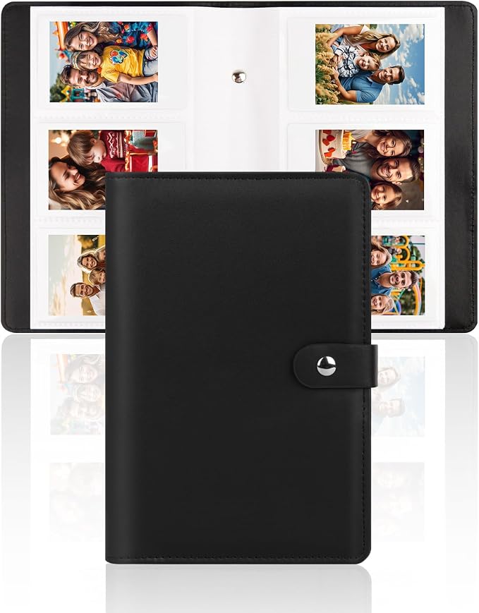 Veicevol 156-Pocket Album for Instax Mini & Polaroid 2x3 inch Photos, Black | PU Leather Cover, Portable Album, Mini Photo Album for Fujifilm Instax Mini Camera, Polaroid Camera, Wedding Keepsake by VEICEVOL