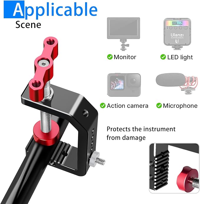 C Clamp Camera Clamp Mount with 1/4" and 3/8" Threaded Holes - 2.44 Inch Jaw Opening - Max Load 12lb/5kg - Image 5