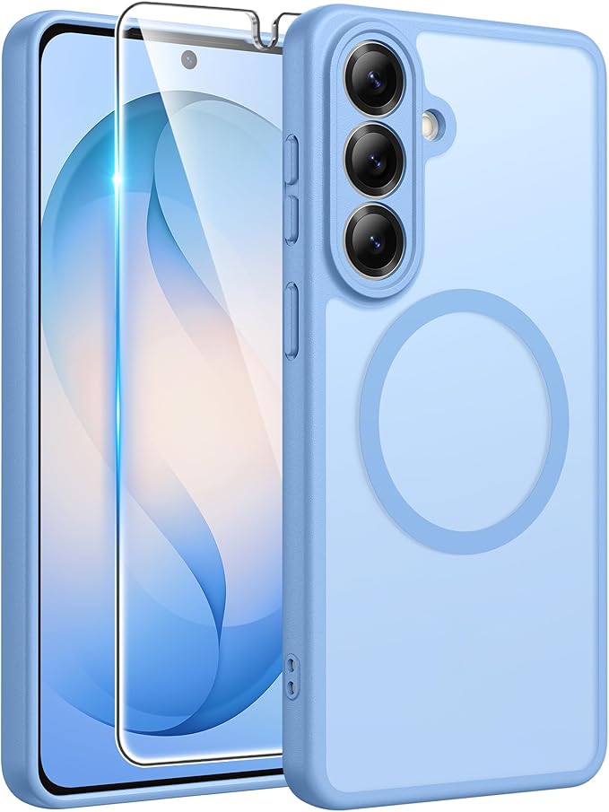 FNTCASE for Samsung Galaxy S26 Case, Fit for Magsafe, with Screen Protector | Full Camera Protection, Translucent Matte, 14FT Military Grade Drop Proof, Shockproof Protective Phone Cover, Light Blue by FNTCASE