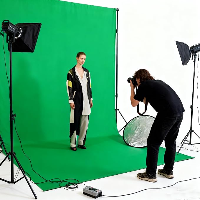 Green Screen Backdrop 8x10ft Photo Backdrop Chromakey Muslin Portrait Green Backdrop for PS Keying/Video Creation/Studio Portrait Shoots - Image 2