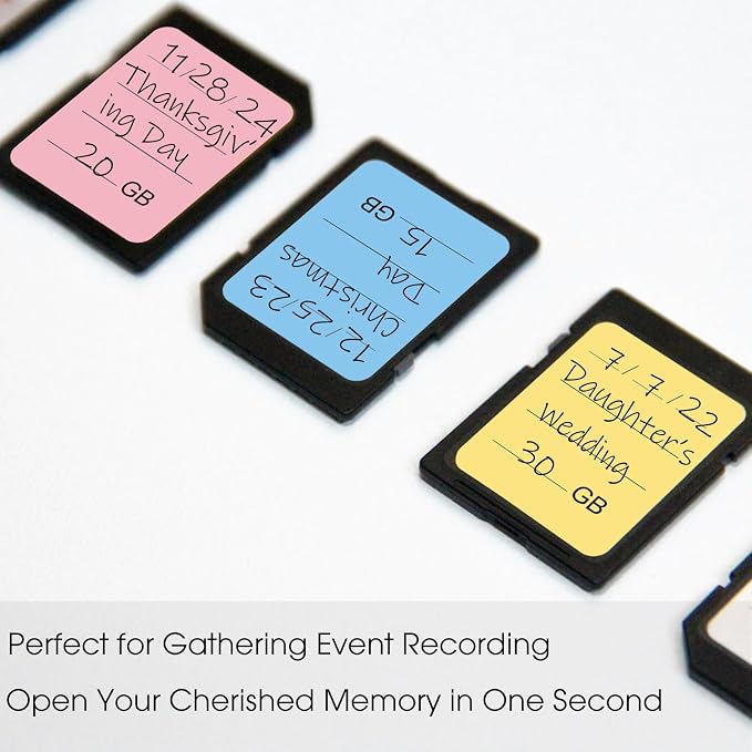 200PCS SD Card Labels, Stick-On Camera Memory Card Labels for Photographers,Multi-Color Stickers for SD Cards Classcification and Storage, Self-adhesive, Writable(0.98"x0.78") - Image 6