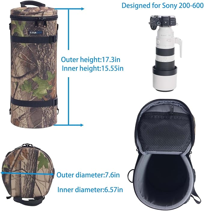 ZZQ&CCF Camera Lens Case Pouch Bag for Sony FE 200-600mm F5.6-6.3 G OSS Water Resistant Protective Camera Lens Pouch for Super Telephoto Zoom Lens #UCP - Image 2