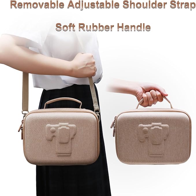 Small Camera Case Bag for Canon EOS Rebel T7/R50//R100 DSLR Camera Beige | Hard Carrying Travel Case for Canon EOS Rebel T7/R50//R100/R6 Mark II/R8/R6 Mark III/R50 V/T6/R10/R5 Mark II DSLR SLR Camera - Image 6