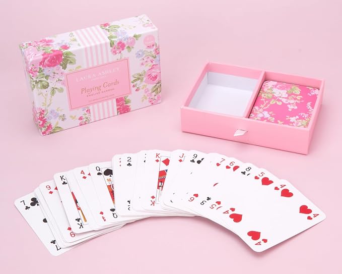 Laura Ashley English Garden Playing Cards – Set of 2 Standard Card Decks in Decorative Storage Box – Floral Poker & Bridge Cards – Elegant Gift for Women & Game Lovers | Pretty & Vintage Floral Designs, Decorative Storage Box with Ribbon Pull, Standard... - Image 2