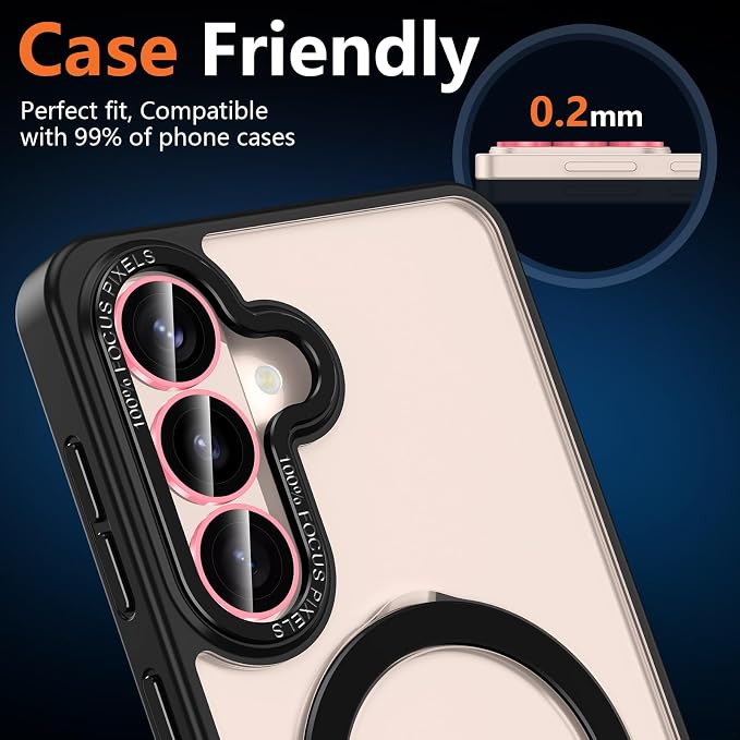 for Samsung Galaxy S26 Plus Camera Lens Protector, Individual Metal Ring Tempered Glass Lens Cover, [Strong Adsorption] Scratch Resistant Ultra-Thin HD Clear Lens Cover, 1 Set-Pink Shine - Image 8