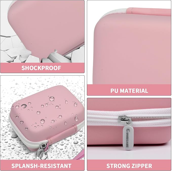 Comecase Digital Camera Case for Kodak PIXPRO FZ55/FZ45/ for CAMKORY, Pink | Hard Case for Lecran/ for VAHOIALD and More, Mesh Pocket&Wrist Strap, Compact for Travel, School and Daily Storage. Case only - Image 3