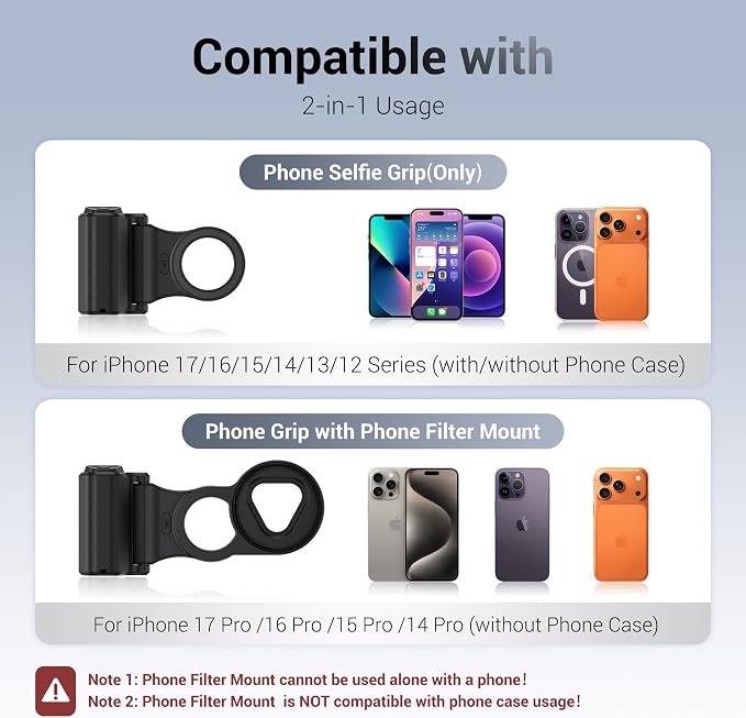 JJC 67mm CPL Polarizing Filter for iPhone with Magnetic Phone Camera Grip | Compatible with iPhone Air 17 16 15 14 Pro Series, Remote Control, 1/4" Tripod Screw, for Vlogging Video Recording Filmmaking - Image 4