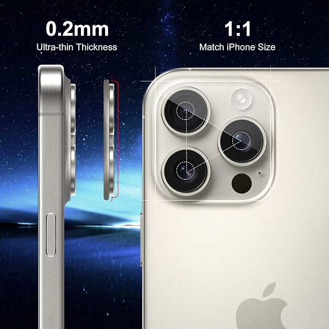 Camera Lens Protector (3 Pack) Compatible with iPhone 16 Pro 6.3" & iPhone 16 Pro Max 6.9" Camera Lens Cover Protection, 9H Tempered Glass, HD Clear Anti-Scratch [Does Not Affect Night Shots] - Image 4