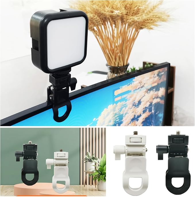 2 Pack Monitor Camera Mount Clamp Clip Screen LCD Display Top Fill Light Flash Holder Webcam Stand with 1/4 Screw Universal Connector for Phone Tripod Tablet Video Live Stream - Image 3