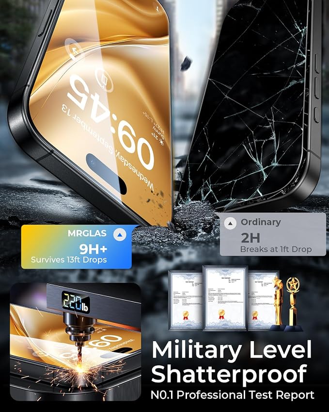 MRGLAS 4-Pack TOP 9H+ Tempered Glass for iPhone 15 Pro Screen Protector | [Auto Alignment Kit] [10X Military Protection] UNBREAK Tempered Glass Flim 6.1 inch Longest Durable Case-Friendly - Image 3
