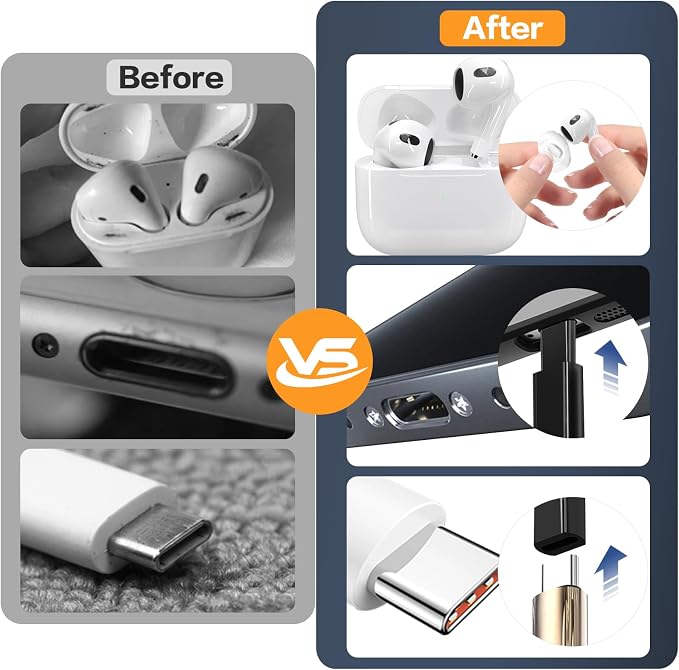 34-in-1 for iPhone Cleaning Kit, Sunoyar Airpods Cleaning Kit Multi-Functional, Laptop Cleaning Kit with Portable Storage Case for iPhone Charging Port USB C Cell Phone Android Keyboard Earbud Black - Image 3