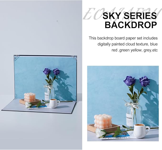 16x11.5 Inch Photo Backdrop Board, 8PCS Double Side Flat Lay Backdrop Paper, Sky Series Product Photography Backdrop Kit for Props, Food Jewelry Cosmetics, Small Content Creator Backdrops - Image 2