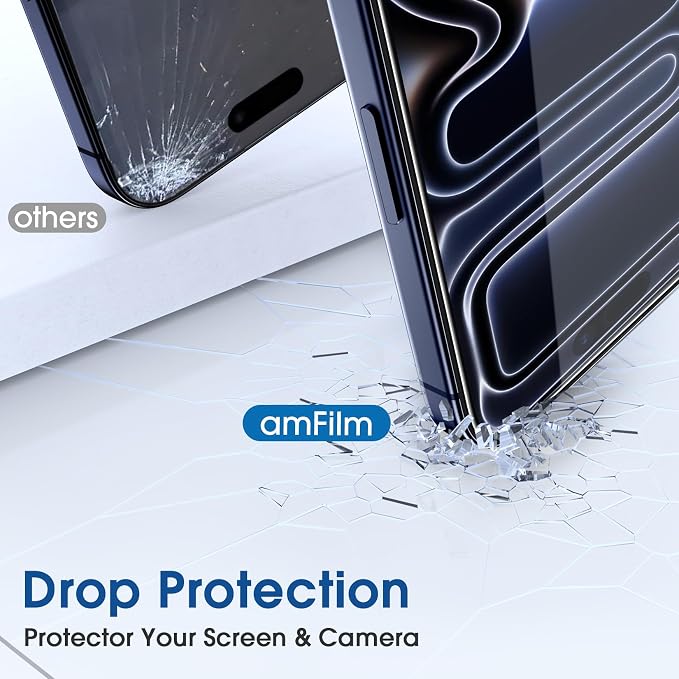 amFilm OneTouch for iPhone 17 Pro Max Screen Protector 6.9'' Tempered Glass | Auto-Alignment, 30s Install, Bubble Free, Scratch & Drop Protection, HD Clear, Camera Lens Protector, 2+4 Pack (17P-6.9'') - Image 5