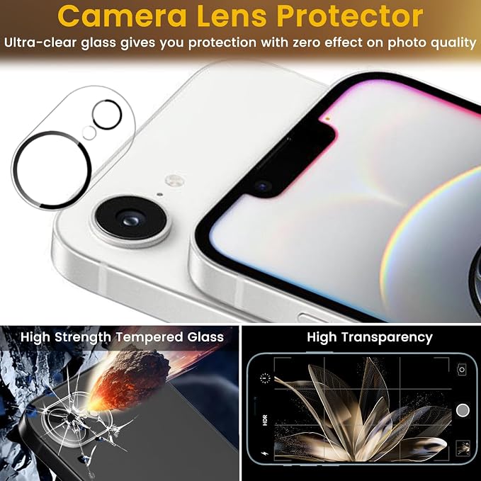 Romkasi 3 Pack Privacy Screen Protector for iPhone 17e 6.3 Inch with 3 Pack Camera Lens Protector, Anti Spy Tempered Glass Film, Anti-Scratch, Touch Sensitive, Case Friendly - Image 5