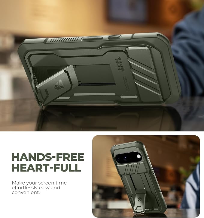 Dexnor for Google Pixel 11 Pro XL Case with Slide Camera Cover & 2 Front Frames & Built-in Screen Protector & Kickstand,Full-Body Shockproof Protective Cover Heavy-Duty Rugged Cases,Army Green(2026) - Image 4