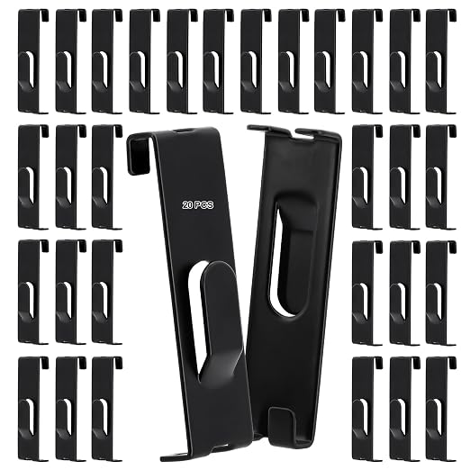 20 Pcs Grid Hooks for Wall, Metal Gridwall Picture Hooks for Display Panels | Gridwall Shelf Accessories Hanger Hooks, Slat Notch Hooks for Art, Clothes, Painting, Photography, Canvas Display Black by WESTBAY