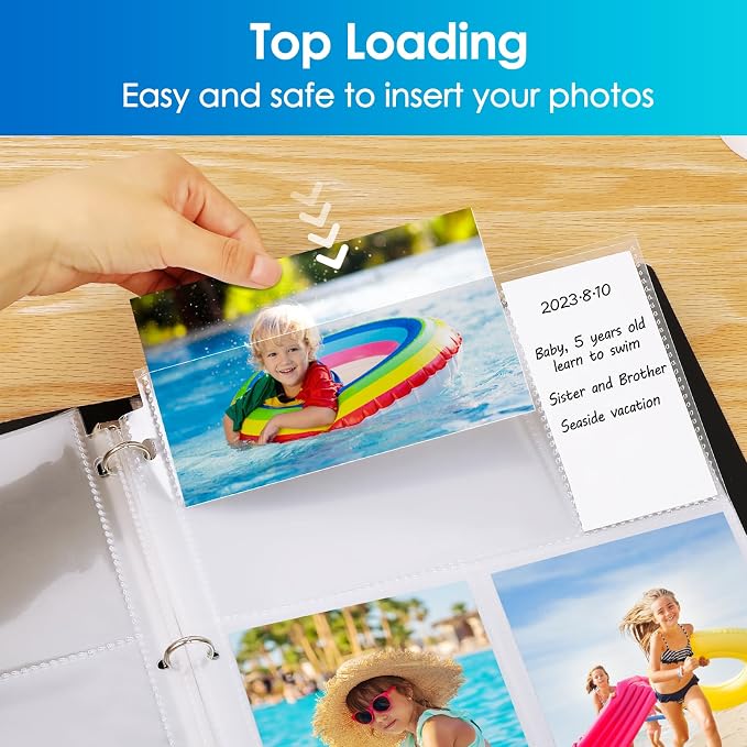 MaxGear 120 Pack 4x6 Photo Sleeves for 3 Ring Binder (720 Picture),3 Pocket | Heavy-Duty Archival Page Protectors, Clear Photo Album Refill Pages, Plastic Postcard Sleeves, Recipe Card Binder Inserts - Image 6