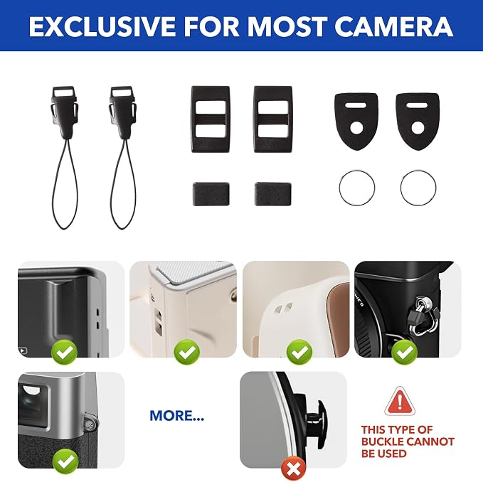 Runhike Camera Strap Compatible with Polaroid,Lightweight Black Camera Neck Strap Replace Compatible with Polaroid with Different Camera Buckles,1PC - Image 5