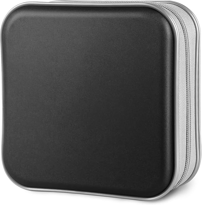 Siveit CD/DVD Cases 40 Capacity Disc Storage Binder for Car(Black) | Holders Wallet Hard Plastic CD/DVD Case for Car Home Office Travel by Siveit