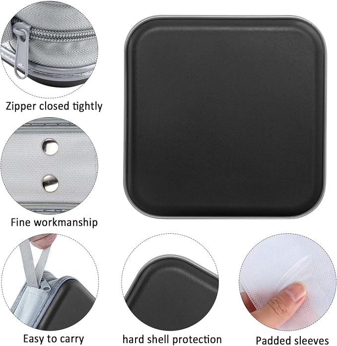 Siveit CD Case Holders - Hard Plastic 48 Capacity CD/DVD Disc Cases Storage Binder for Car, Home, Office, Travel (Black) - Image 2