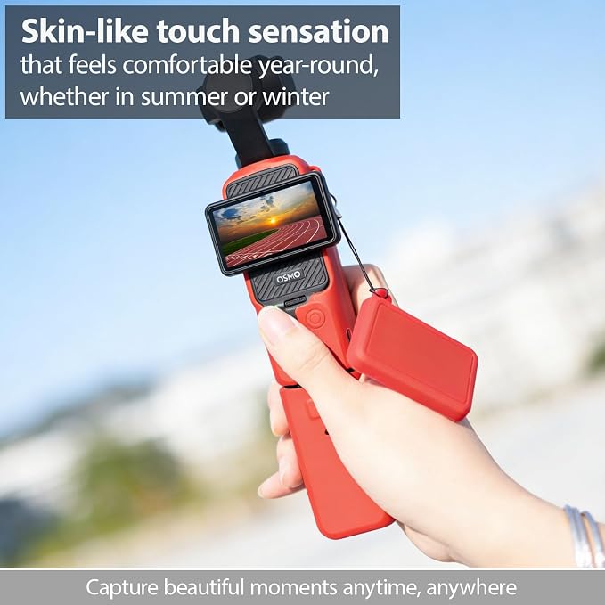 Case for DJI Osmo Pocket 3/Xtra Muse Camera, Soft Silicone Protective Case, Anti-Scratch, Slim Fit Skin with mic Cover and Screen Protector Accessories for Osmo Pocket 3/Xtra Muse (Red) - Image 3