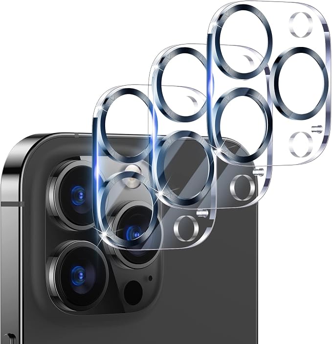 UniqueMe 3 Pack Lens Protector for iPhone 13 Pro/Pro Max 6.1/6.7"-Grey | Tempered Glass, Case Friendly, New version, Scratch-Resistant, Easy Installation by UniqueMe