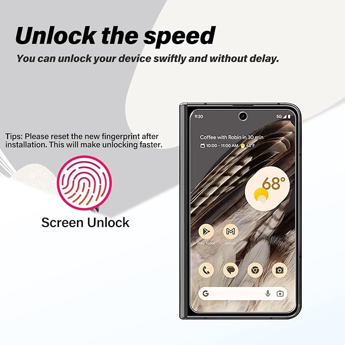 Pixel Fold Tempered Glass Screen Protector + Camera Lens Protector [ 2 + 2 Pack ][Fingerprint Unlock] [Anti-Scratch] [Case Friendly] HD Clear Protective Film for Google Pixel Fold - Image 3