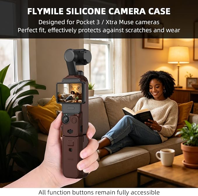 BRDRC Pocket 3 Silicone Cover, For Xtra Muse Protective Case Lens Protector Scratch-Resistant Sleeve Skin Compatible with DJI OSMO Pocket 3 Creator Combo/Xtra Muse Accessories (Pink) - Image 7
