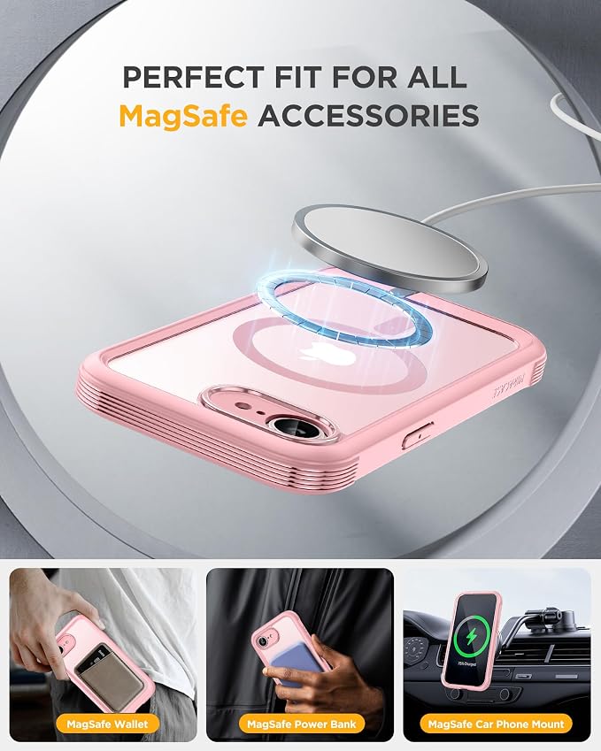 miracase for iPhone 17e & 16e Case with Built-in Private Screen Protector, [Magnetic with MagSafe] Full-Body Phone Cover Military Drop Proof 17 E/ 16 E Bumper 6.1 inch, Pink - Image 6