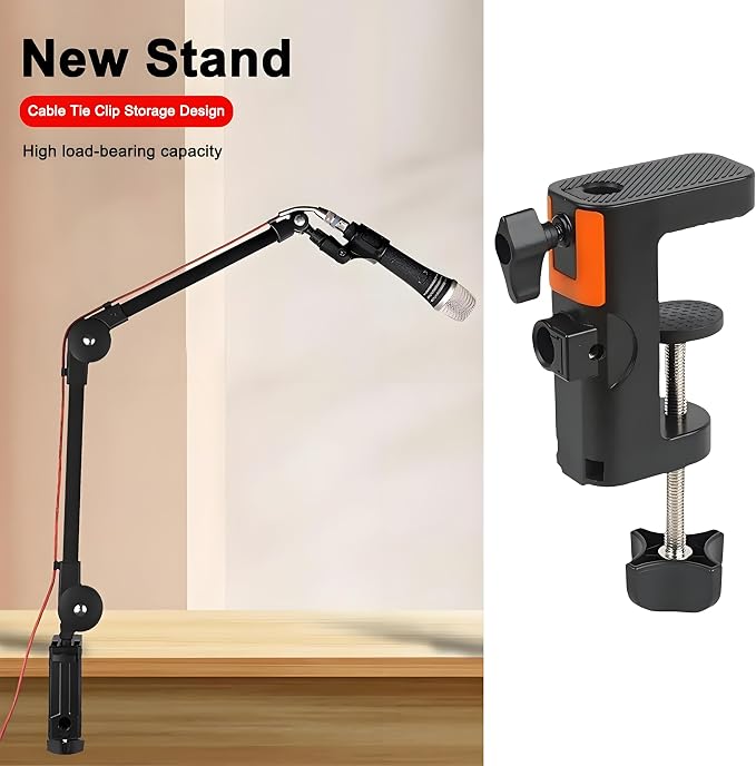 Heavy Duty Table Clamp Mount for Microphone Boom Arm, 2-in-1 C-Clamp Design for Mic Stand, Overhead Camera Arm, Desk Lamp Base – Fits up to 2.56 inch/6.5cm Desktop Thickness, 1 PCS - Image 8