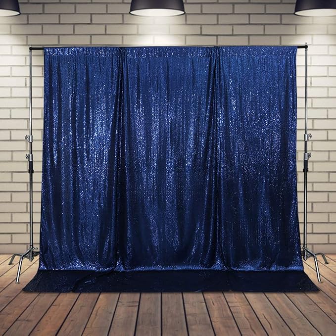 SquarePie 7x7ft Navy Blue Sequin Backdrop, High Density Non-Transparent Glitter Curtain for Photography, Birthday, Wedding Party Decorations, Thick Solid Background with 4" Rod Pocket, 1 Panel - Image 9