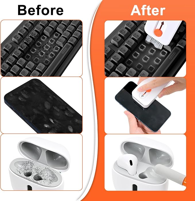 Keyboard Cleaner Laptop Cleaning Kit, Keyboard Cleaning Kit with Retractable Keyboard Brush and Multi-Function Cleaning Pen for MacBook iPad iPhone, Tablet, PC, Camera Lens, Phone, PC Monitor - Image 7