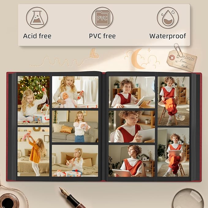 Popotop Photo Album 4x6 600 Pockets for Wedding Gifts,Linen Hardcover Picture Albums for Family Anniversary Baby Vacation Pictures - Image 5