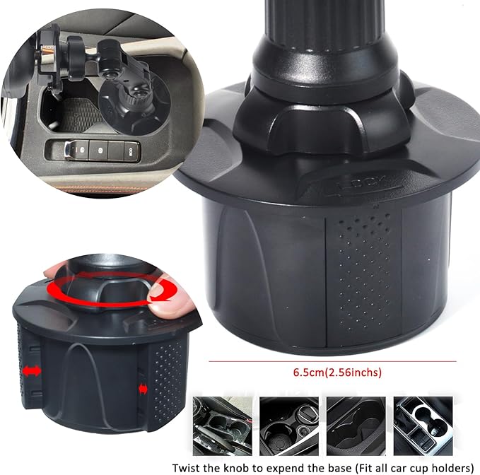 HYS Universal Adjustable Angle Car Cup Holder for Handheld CB Radio/Scanner/Shoulder Speaker Microphone, HT/Mobile CB Remote Speaker mic/Ham CB Radio W/Round Knob/Belt Clip Holder Mount - Image 4