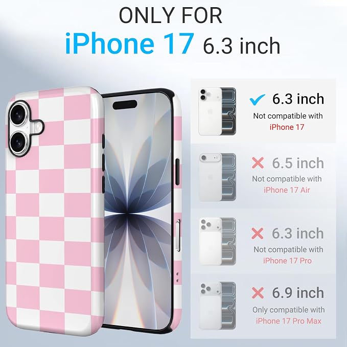 TPU Phone Case for iPhone 17, MagSafe Wireless Charging Compatible, Shockproof Slim Fit Protective Cover with Anti-Yellowing & Raised Camera Protection (Plaid 4, iPhone 17(6.3")) - Image 2
