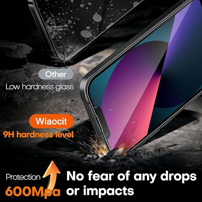 Wiaocit Tempered Glass Screen Protector for iPhone 13 | 3+3 Pack, 9H Hardness, Camera Lens Protector, Installation Frame, Bubble Free, Case Friendly - Image 3