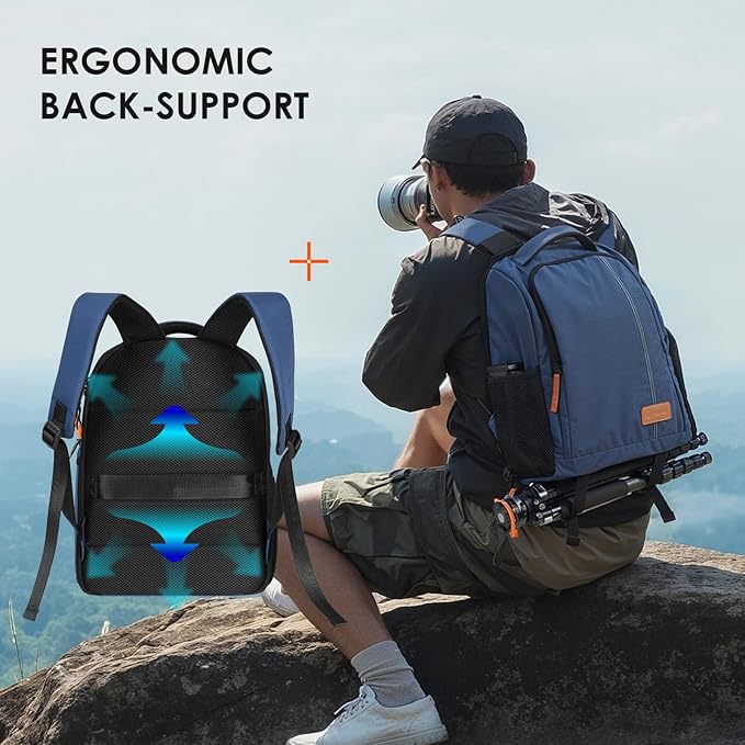 TARION Camera Backpack for Photographers Compact 15L, TB04 Blue | 15 Inch Laptop Compartment, Side Access Quick Draw, Anti-theft Hidden Pocket, Tripod Holder, Rain Cover, Travel-Friendly - Image 6
