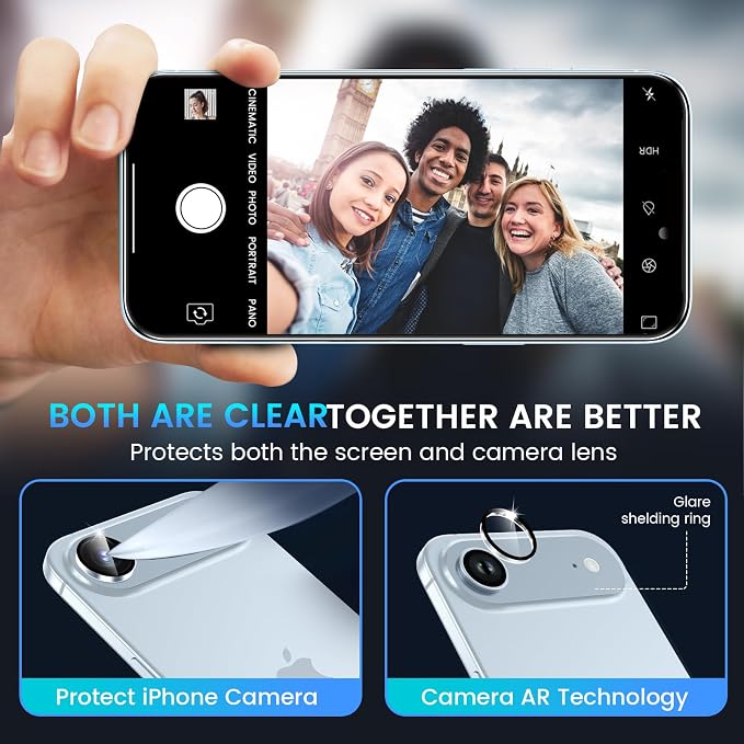 Fotbor Compatible for 3 Pack iPhone Air Screen Protector With 1 Set Camera Lens Protector, 2025 Upgrade 9H+ Premium Tempered Glass 17air, Easy Installation Kits, 6.5 inch - Image 5